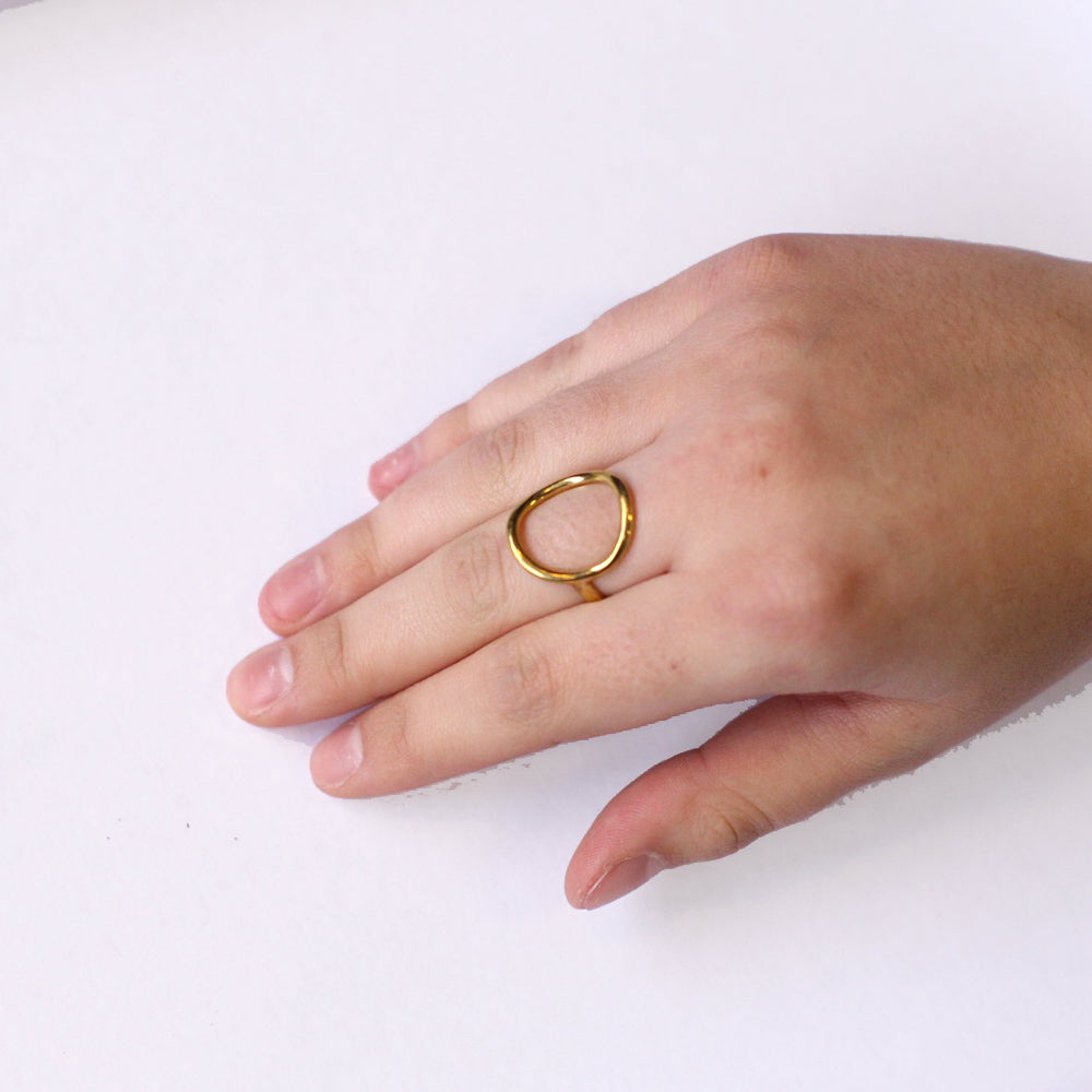 JustOne's brass ring with circle on the front, handcrafted in Kenya
