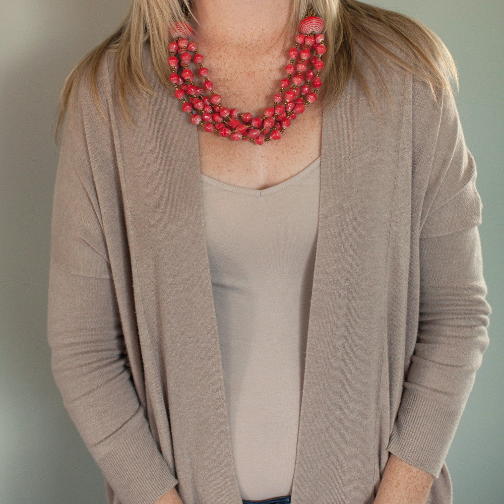 Red and Gold Necklace - JustOne