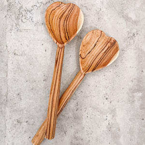 JustOne's large wooden spoon with heart scoop, handcrafted in Kenya