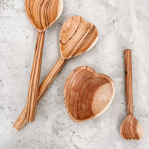 JustOne's large wooden spoon with heart scoop, handcrafted in Kenya